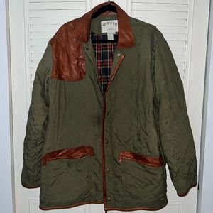 Orvis Green with Leather Quilted Jacket size large